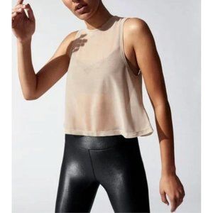 CARBON38 Sheer Crop Tank Top - Neutral Size M